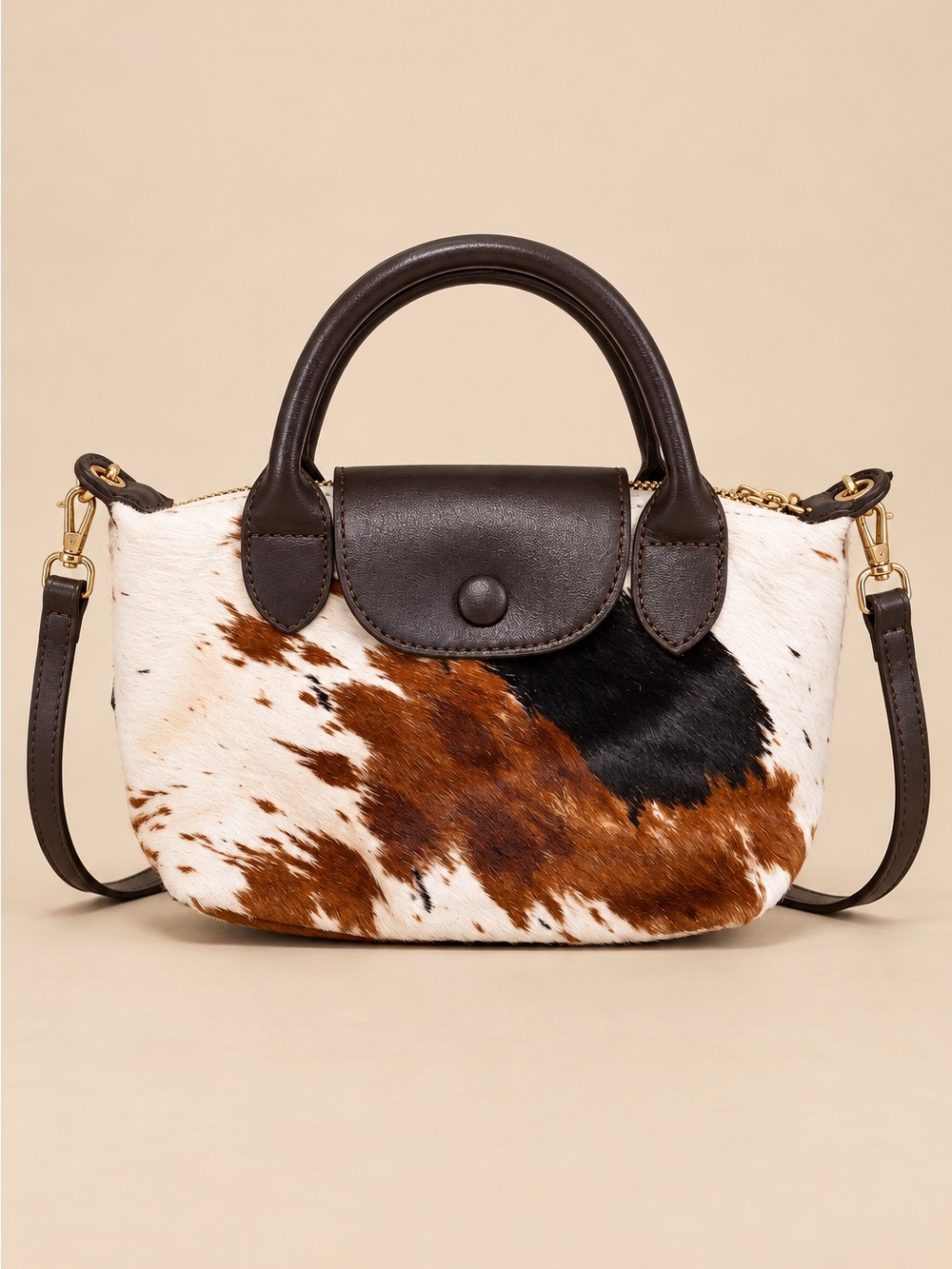 House of Harlow 1960 Cow Print Mini Satchel Crossbody Western Cowgirl Rodeo